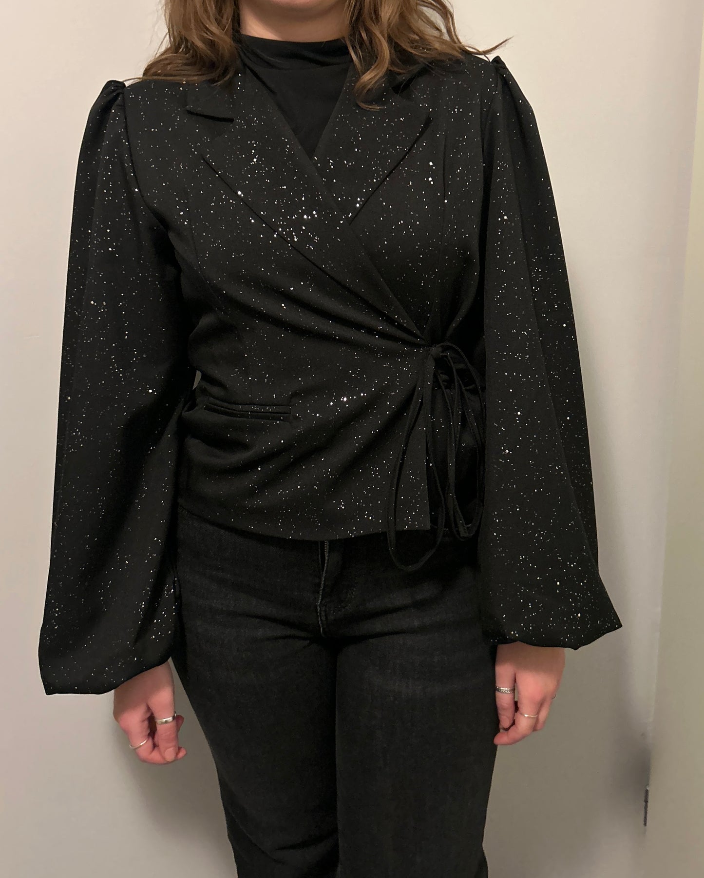 Glitter blazer zwart