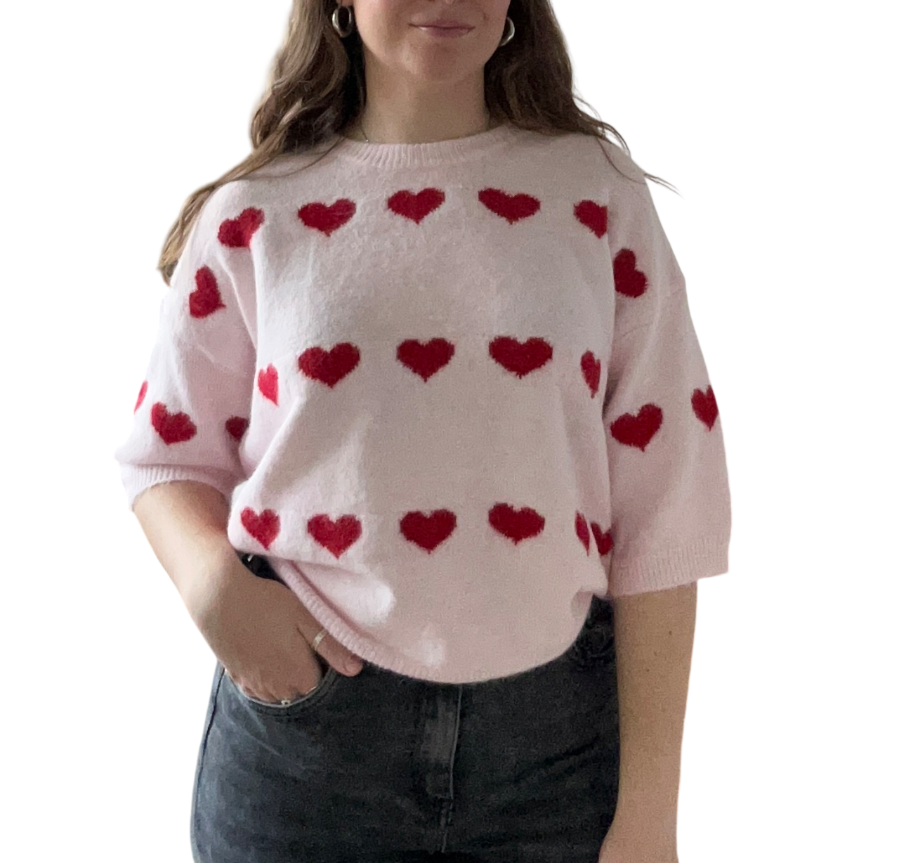 Hartjes sweater shirt roze/rood
