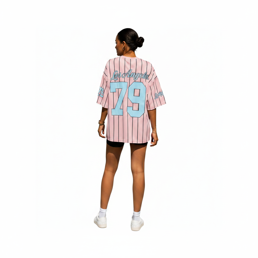 Oversized T-shirt Los Angeles 79 Roze – achterkant