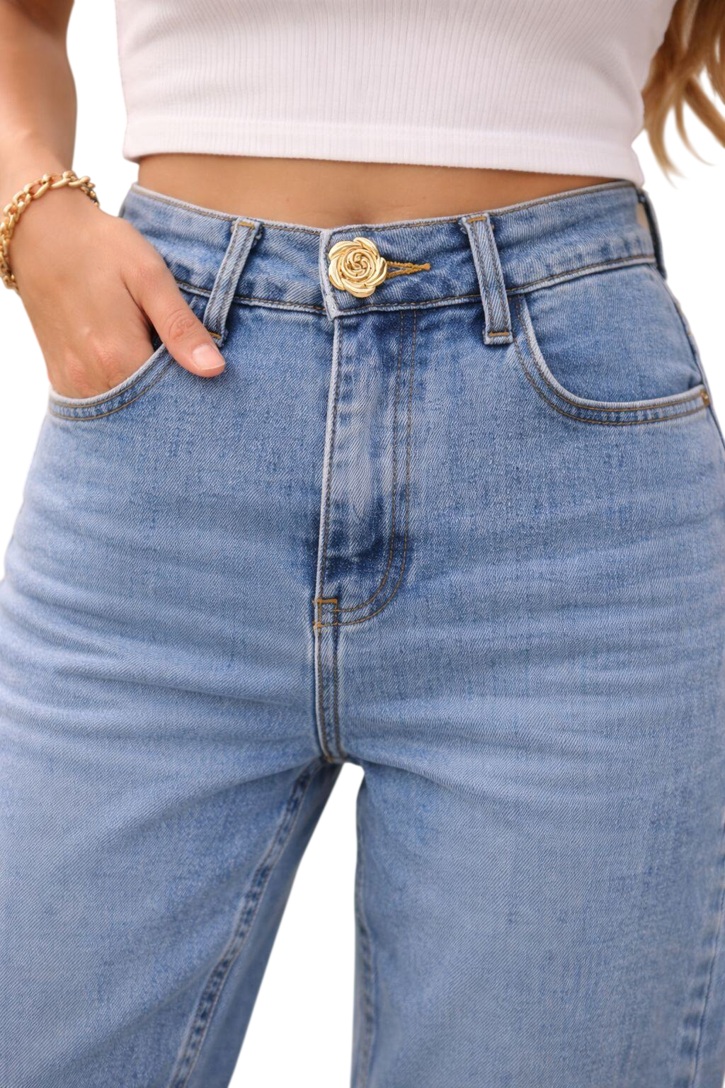 Wide Leg Jeans Hoge Taille – Lichtblauw