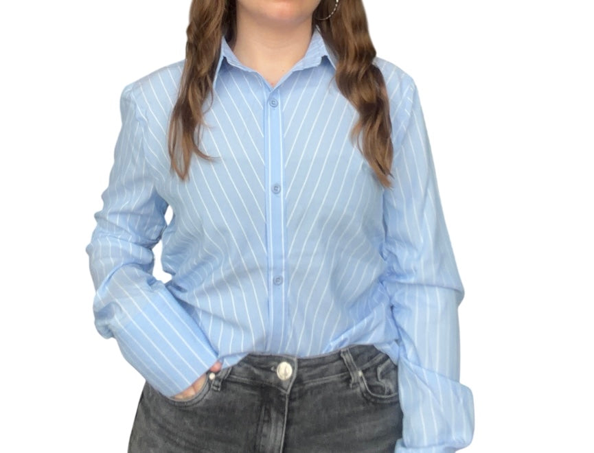 Gestreepte blouse lichtblauw