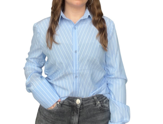 Gestreepte blouse lichtblauw