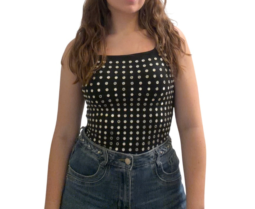 Body met studs zwart