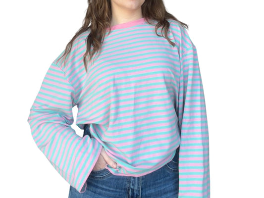 Longsleeve roze/mintgroen