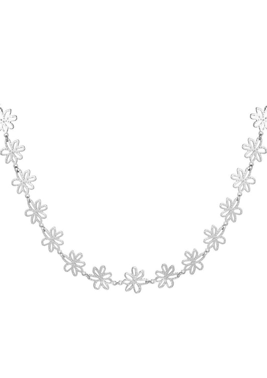 Flower ketting zilver