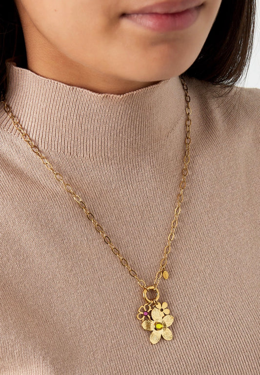 Flower ketting goud