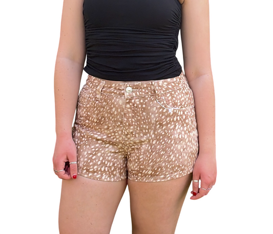 Fawn Print Denim Short