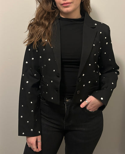 Korte blazer met studs zwart