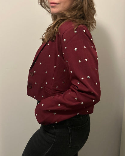Korte blazer met studs rood