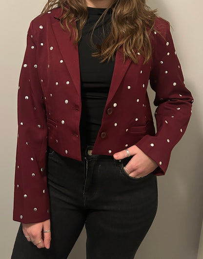 Korte blazer met studs rood