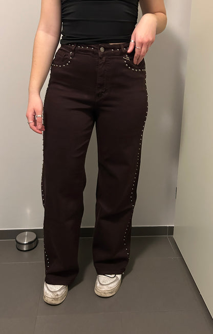 Broek met studs bruin