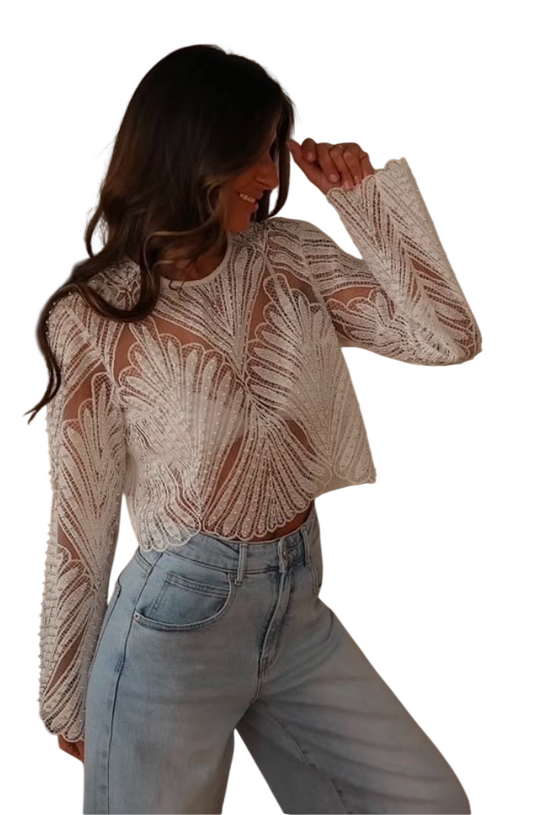 White Glitter Top