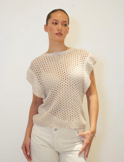 Open Knit Top – Ecru