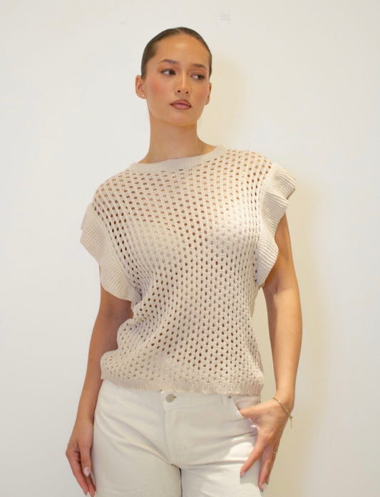 Open Knit Top – Ecru