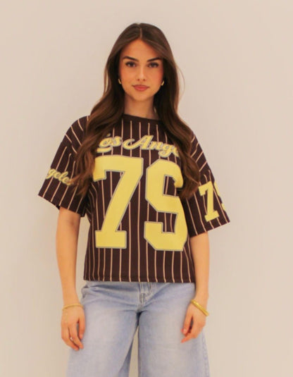 Los Angeles Baseball Top – Brown/Yellow