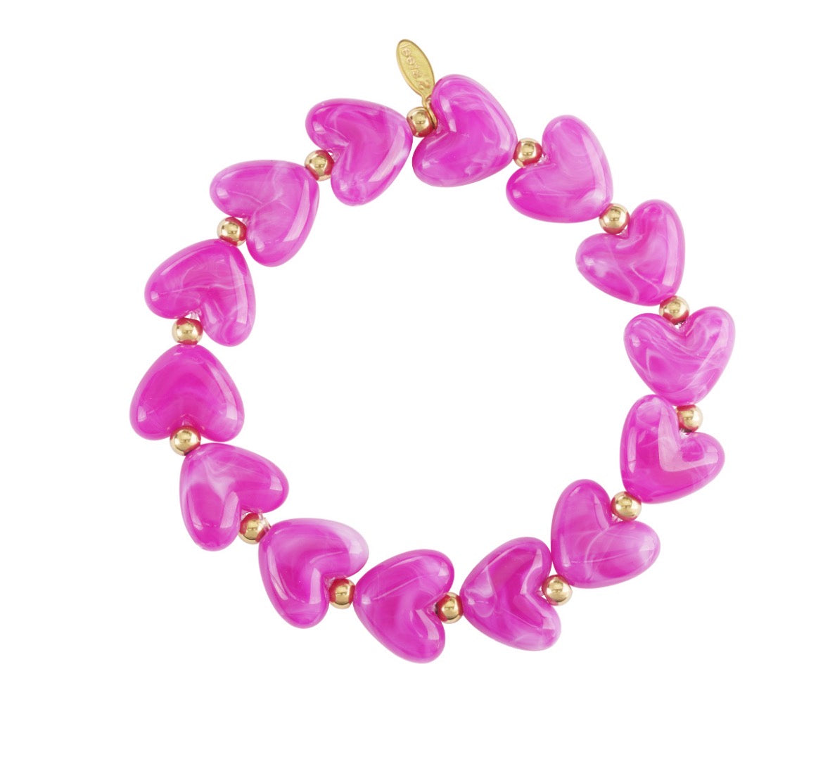 Hartjes armband - Fuchsia