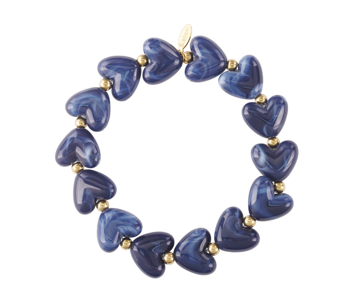 Hartjes armband - Navy
