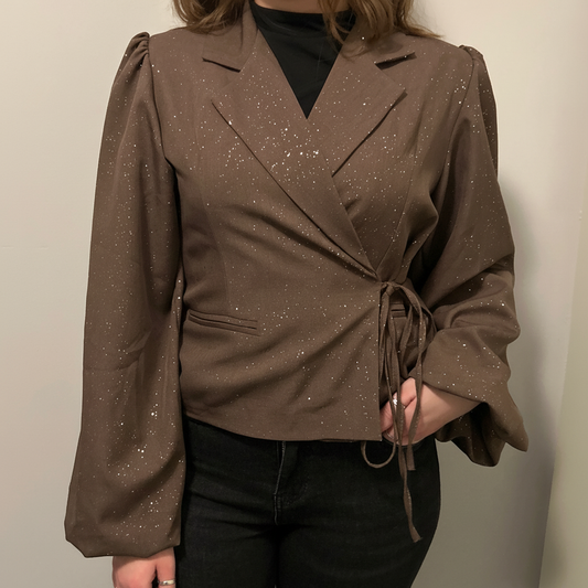Glitter blazer bruin vierkant