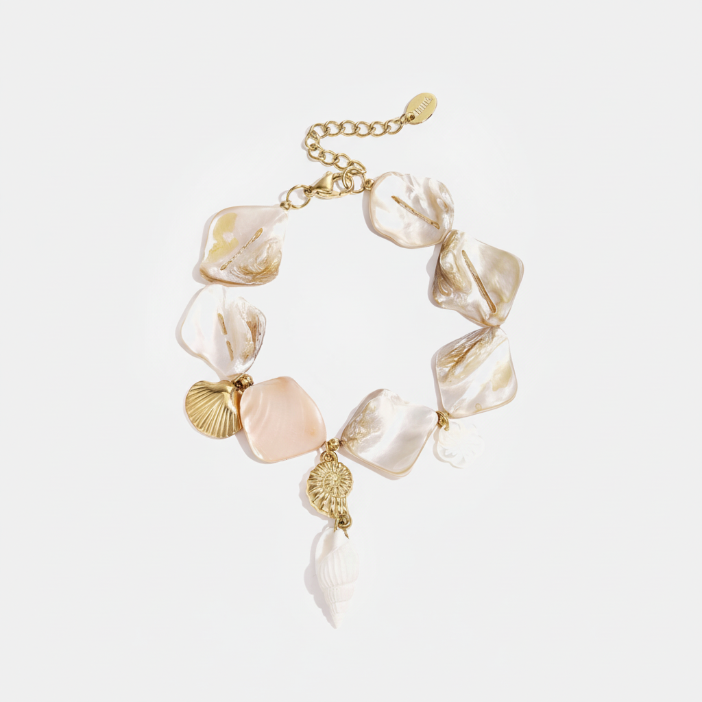 Parel en gouden schelp armband
