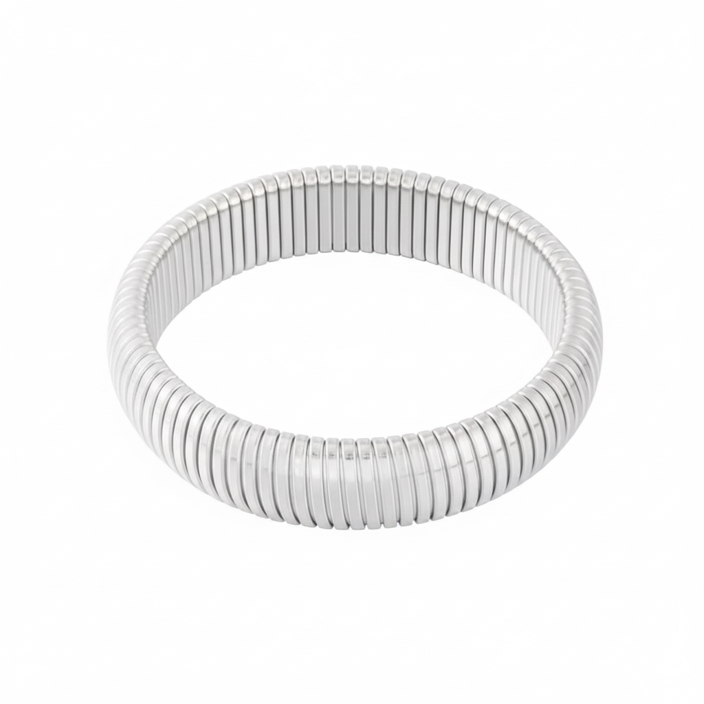 Zilveren geribbelde bangle armband
