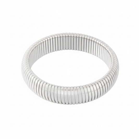 Zilveren geribbelde bangle armband