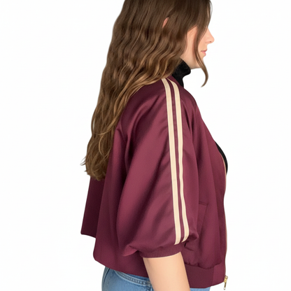 Bordeaux cropped bomber jacket achterkant