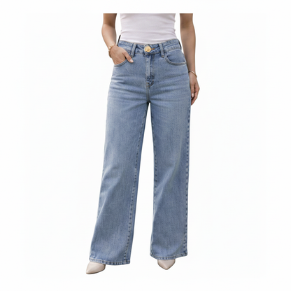 Wide Leg Jeans Hoge Taille – voorkant ingezoomd