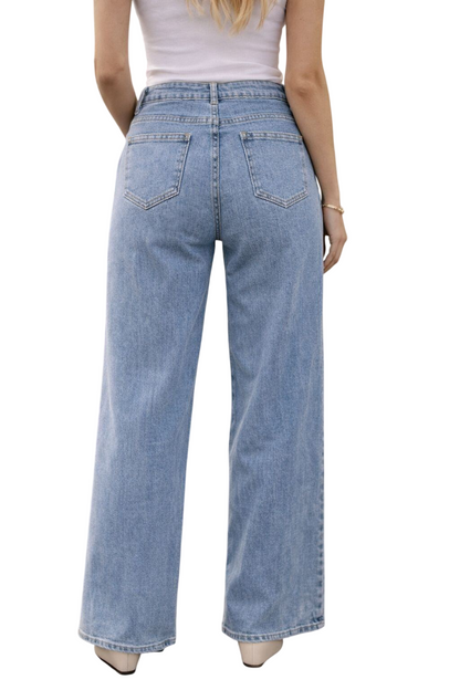 Wide Leg Jeans Hoge Taille – Lichtblauw