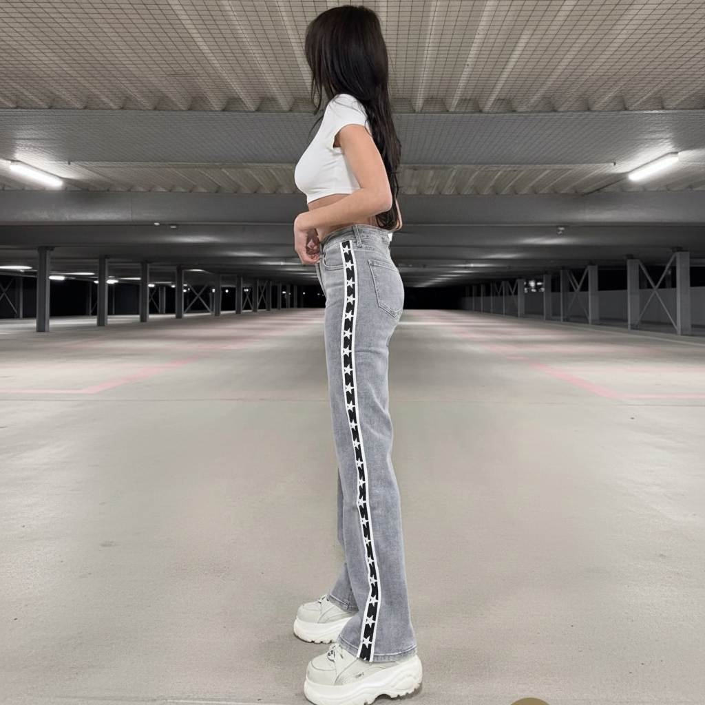 Jeans met sterren zijkant vierkant